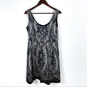 Nine West Lace Print Sleeves Midi Dress